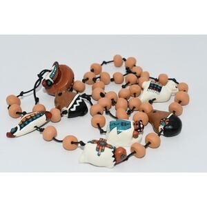 Vintage Gotovac Southwestern Terra Cotta Animal Bead Necklace 32”